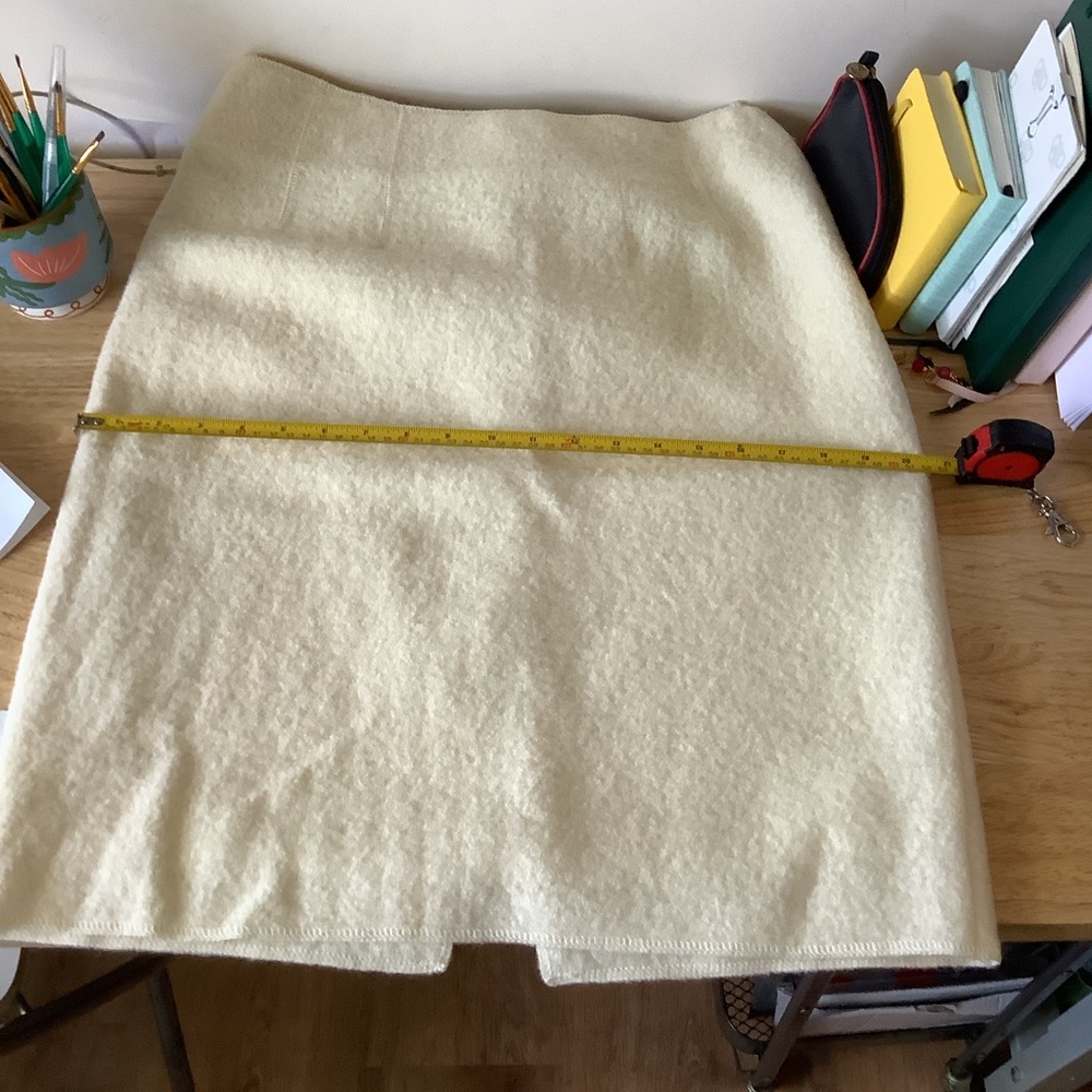 80s Vintage Franco Valeri 100% Cream Wool Pencil Skirt Size Large - Picture 12 of 12